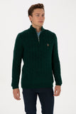 USPA Men Jumper Half Zipper Drak Green VR079 USPJR387 US POLO ASSN.