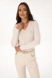 USPA Women Jumper V/Neck Cream VR159 USPJR409 US POLO ASSN.