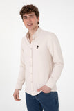 USPA Men Shirt Nova Slim Full Sleeve Stone VR049 USPSH351 US Polo Assn.
