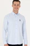 US Polo Assn. Men Shirt Slim Full Sleeve Light Blue VR003 USPSH332 USPA