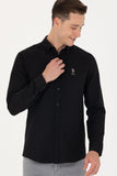 USPA Shirt Men Black VR046 USPSH338 Slim Full Sleeve US Polo Assn.