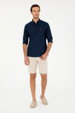 USPA Shirt Men Navy VR033 USPSH328 Regular Full Sleeve US Polo Assn.