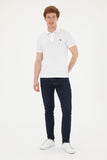 USPA Polo Shirt Men White VR013 USPOM254 Single Color Horse US Polo Assn.