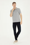 USPA Polo Shirt Men Grey Mélange VR086 USPOM249 Single Color Horse US Polo Assn.