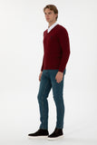 USPA Men Jumper V/Neck Bordeaux VR014 USPJR392 US POLO ASSN.