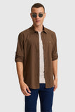 USPA Men Shirt Enzo C F/S Brown VR029 USPSH385 US Polo Assn.