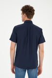 USPA Shirt Men Navy VR033 USPSH335 Regular Half Sleeve US Polo Assn.