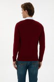 USPA Men Jumper V/Neck Bordeaux VR014 USPJR392 US POLO ASSN.
