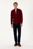 USPA Men Cardigan Zipper Bordeaux VR014 USPCN081 US POLO ASSN.