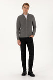 USPA Men Cardigan Zipper Grey Melange VR086 USPCN083 US POLO ASSN.