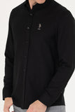 USPA Shirt Men Black VR046 USPSH338 Slim Full Sleeve US Polo Assn.