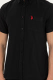 USPA Shirt Men Black VR046 USPSH334 Regular Half Sleeve US Polo Assn. USPA