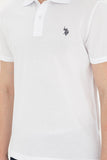 USPA Polo Shirt Men White VR013 USPOM254 Single Color Horse US Polo Assn.