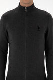 USPA Men Cardigan Zipper Anthracite Melange VR081 USPCN084 US POLO ASSN.