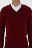USPA Men Jumper V/Neck Bordeaux VR014 USPJR392 US POLO ASSN.