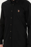 USPA Shirt Men Black VR046 USPSH339 Slim Full Sleeve US Polo Assn.