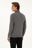 USPA Men Cardigan Zipper Grey Melange VR086 USPCN083 US POLO ASSN.