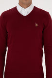 USPA Men Jumper V/Neck Bordeaux VR014 USPJR393 US POLO ASSN.