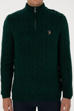 USPA Men Jumper Half Zipper Drak Green VR079 USPJR387 US POLO ASSN.