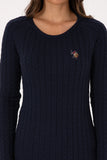 USPA Women Jumper R/Neck Elbow Patch Navy VR033 USPJR390 US POLO ASSN.