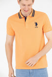 USPA Polo Shirt Men Orange VR051 USPOM219 Big Pony Logo Number 3 US Polo Assn.