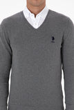 USPA Men Jumper V/Neck Grey Melange VR086 USPJR401 US POLO ASSN.
