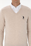 USPA Men Jumper V/Neck Stone Melange VR225 USPJR400 US POLO ASSN.