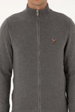 USPA Men Cardigan Zipper Grey Melange VR086 USPCN083 US POLO ASSN.