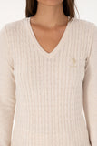 USPA Women Jumper V/Neck Cream VR159 USPJR409 US POLO ASSN.