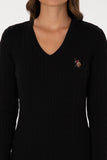 USPA Women Jumper V/Neck Black VR046 USPJR388 US POLO ASSN.