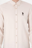 USPA Men Shirt Nova Slim Full Sleeve Stone VR049 USPSH351 US Polo Assn.