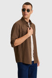 USPA Men Shirt Enzo C F/S Brown VR029 USPSH385 US Polo Assn.