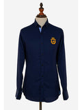 Kings Club Couture Shirt Button Down Regular Fit Navy Herringbone Woven Cotton Blend with embroidered logo KCSHC007