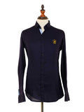Kings Club Couture Shirt Button Down Regular Fit Shield Dark Purple Woven Cotton Blend with Embroidered Logo KCSHHS01