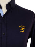 Kings Club Couture Shirt Button Down Regular Fit Shield Dark Purple Woven Cotton Blend with Embroidered Logo KCSHHS01