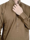 Nabeel & Aqeel Kurta Slim Jacquard Olive  Men NKUSJ026