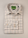 Nabeel & Aqeel Shirt Hidden Button Down Collar R-06 Custom Fit Grey Gingham Check NSHH6C13