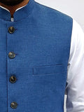 Nabeel & Aqeel Men Waist Coat Indigo Blue Horn Button NWCB0081