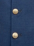 Nabeel & Aqeel Men Waist Coat Blue Self Golden Antique Button NWCB0082