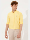 USPA Shirt Men Light Yellow VR004 USPSH257 Slim Fit US Polo Assn.